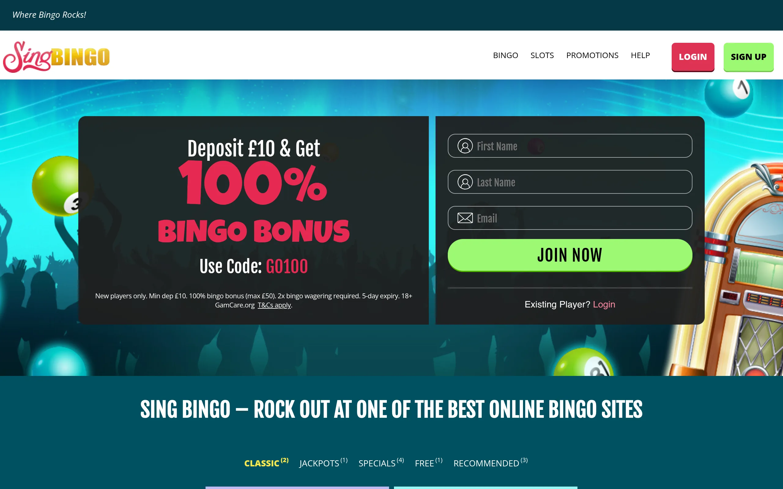 Sing Bingo public website