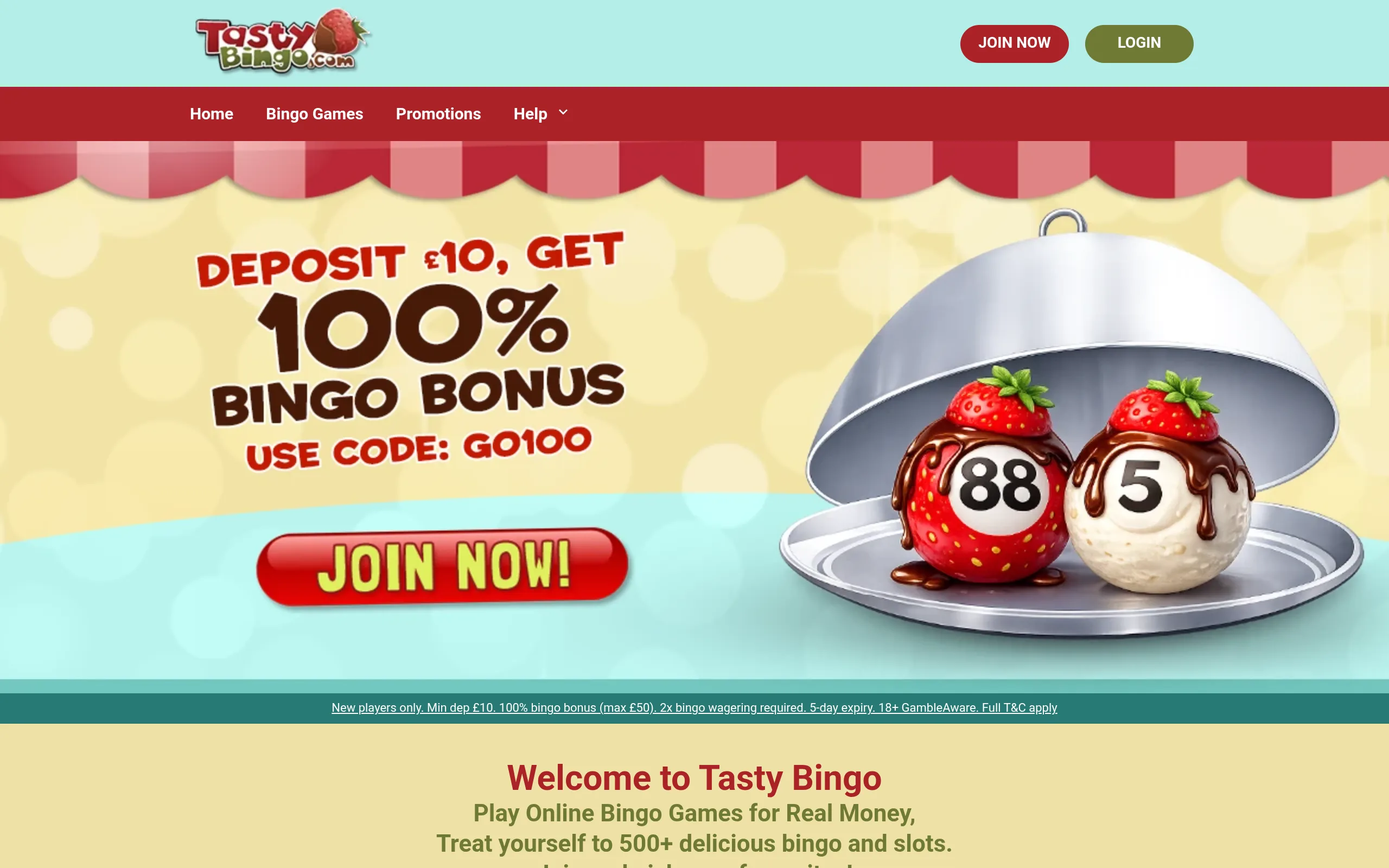 Tasty Bingo public website