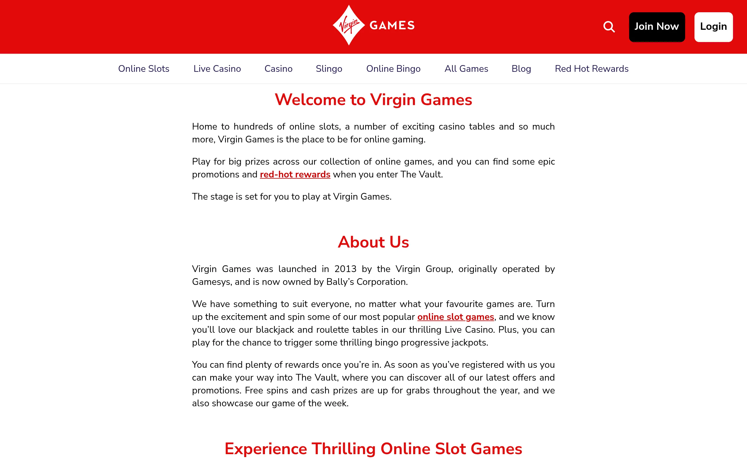 Virgin Bingo public website